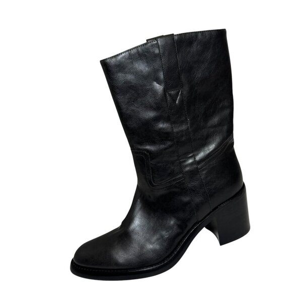 Jeffrey Campbell Desert Me Western Mid calf Boots Black Leather size 10 NEW - Picture 2 of 7